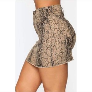 Taupe Snake Print Denim Mini Skirt